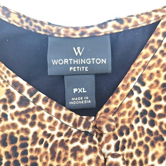 Worthington PXL Leopard Print Sleeveless Lightweight Layered Top - Picture 2 of 8